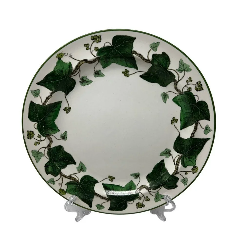 Antique Early‎ 1900s Wedgwood Napoleon Ivy Green Queens Ware Luncheon Plate 9